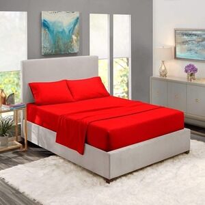 Nestl Deep Pocket Fitted & Flat Sheet/ 2 Pillowcases King Size Orange New